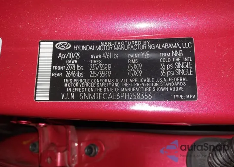 2023 Hyundai Tucson Limited z USA, uszkodzony, nr VIN 5NMJECAE6PH258356